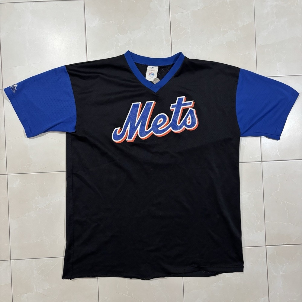 Vintage New York Mets Majestic Jersey Made In USA Mens Large Black Mesh 80s 90s